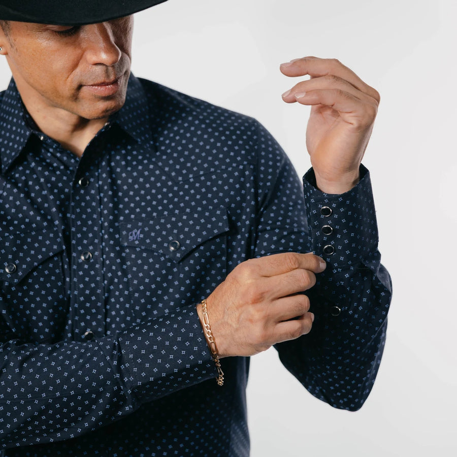 Camisa 1800 West Estampada Azul 007