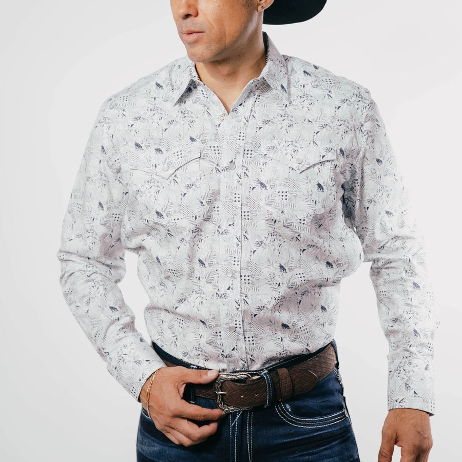 Camisa 1800 West Estampada Blanco/Negro 008