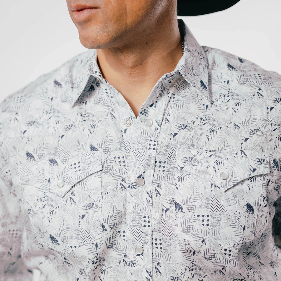 Camisa 1800 West Estampada Blanco/Negro 008