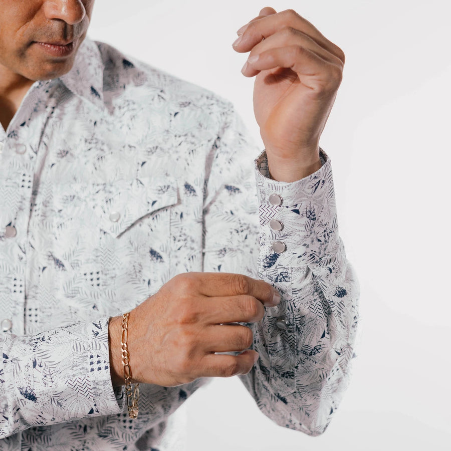 Camisa 1800 West Estampada Blanco/Negro 008