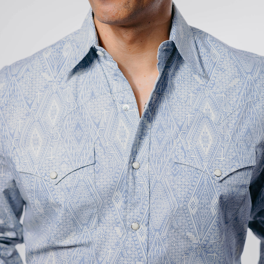 Camisa Stetson Estampada Aztec Azul 100
