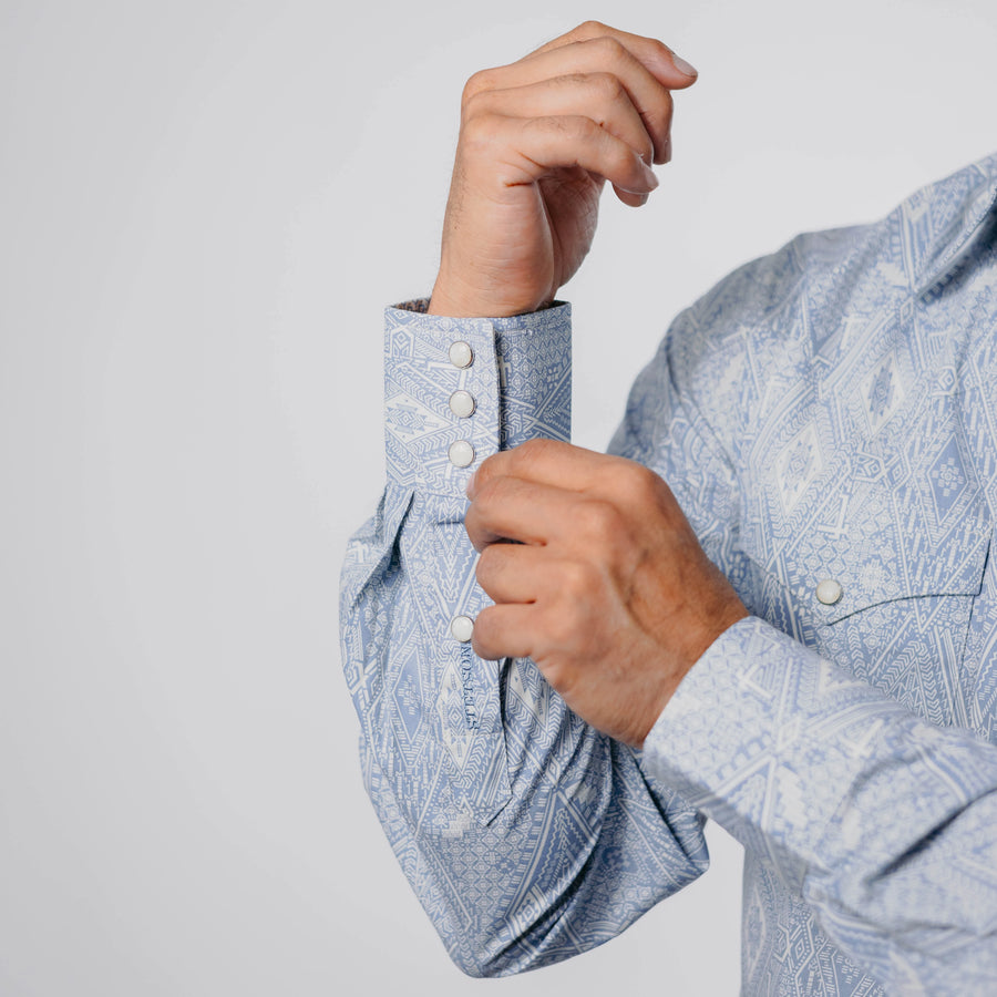 Camisa Stetson Estampada Aztec Azul 100