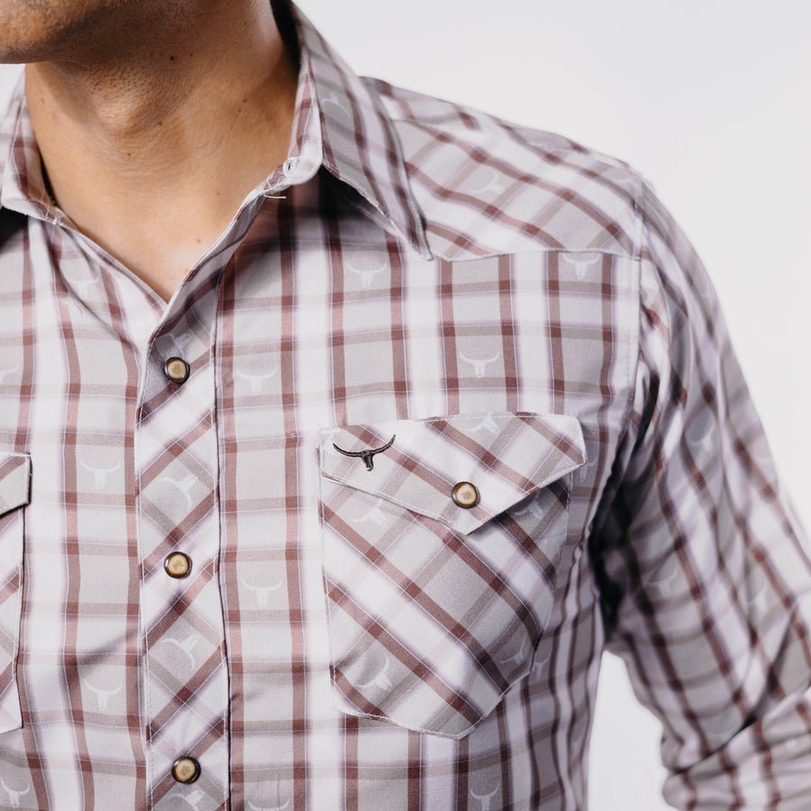 Camisa Rodeo West Estampada Blanco/Gris 037