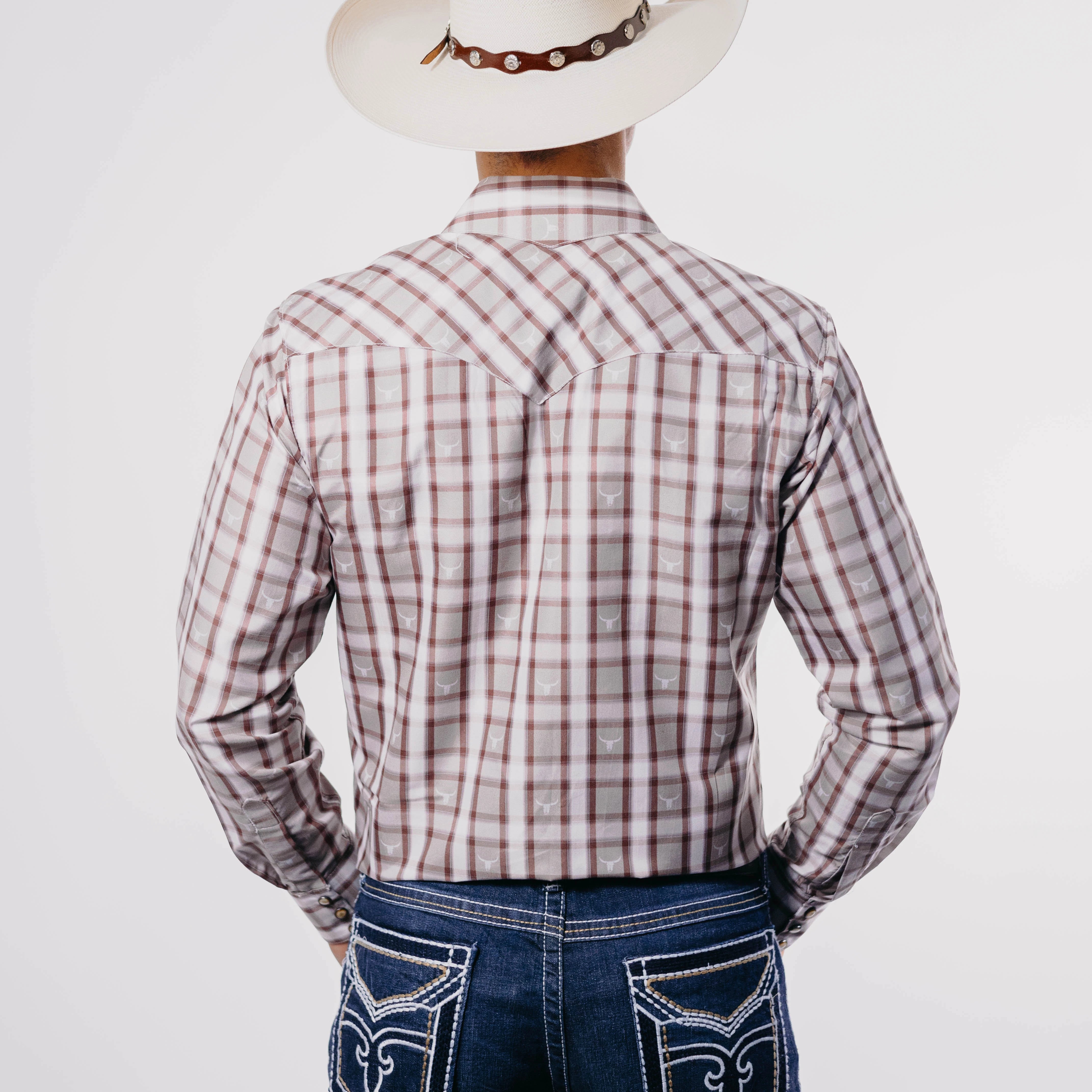 Camisa Rodeo West Est Blanco/Gris 037