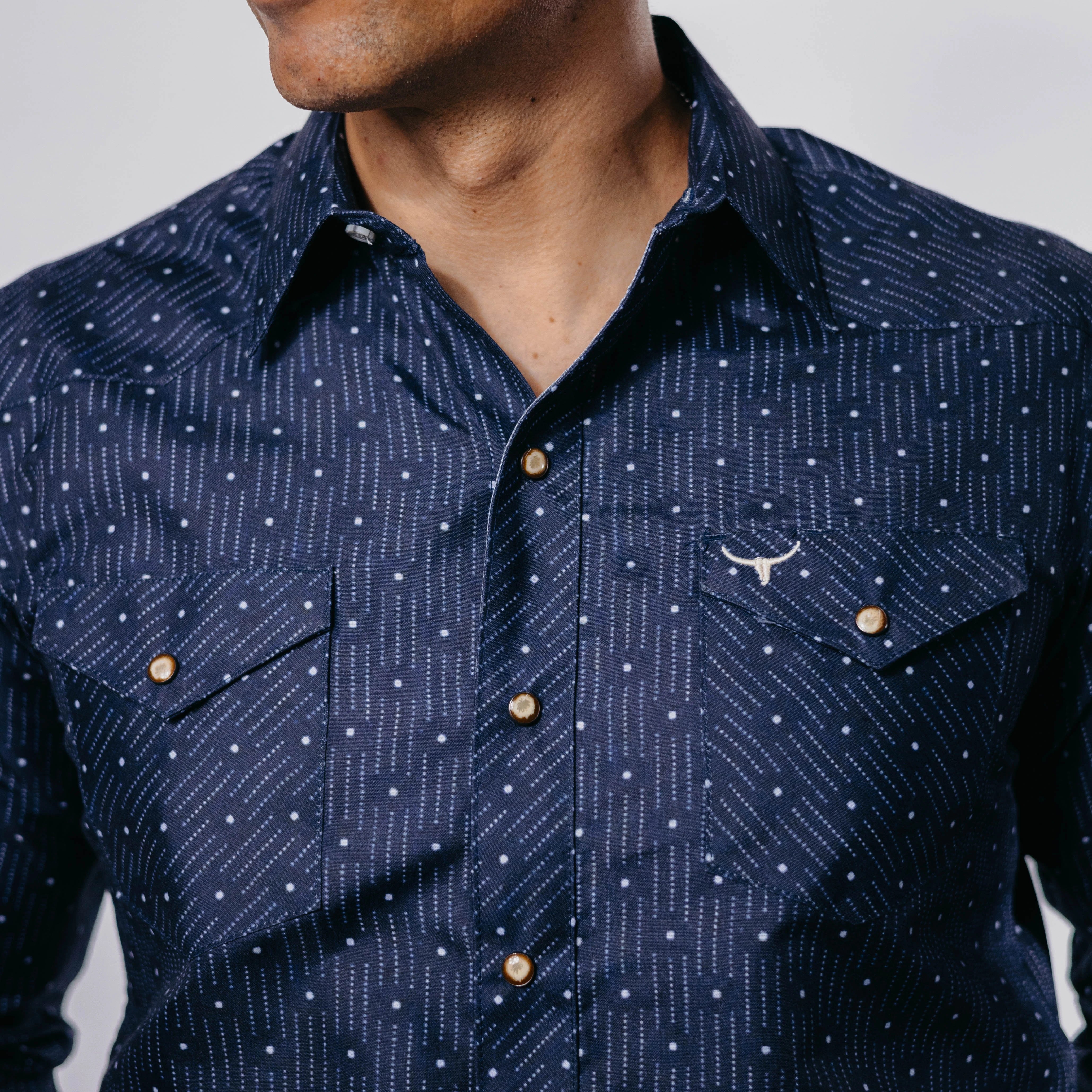 Camisa Rodeo West Est Azul/Blanco 034