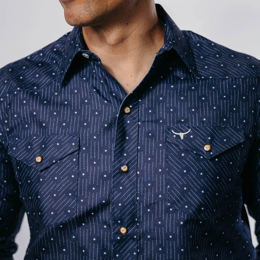 Camisa Rodeo West Estampada Azul/Blanco 034