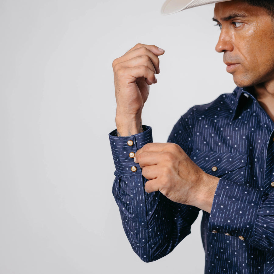 Camisa Rodeo West Estampada Azul/Blanco 034
