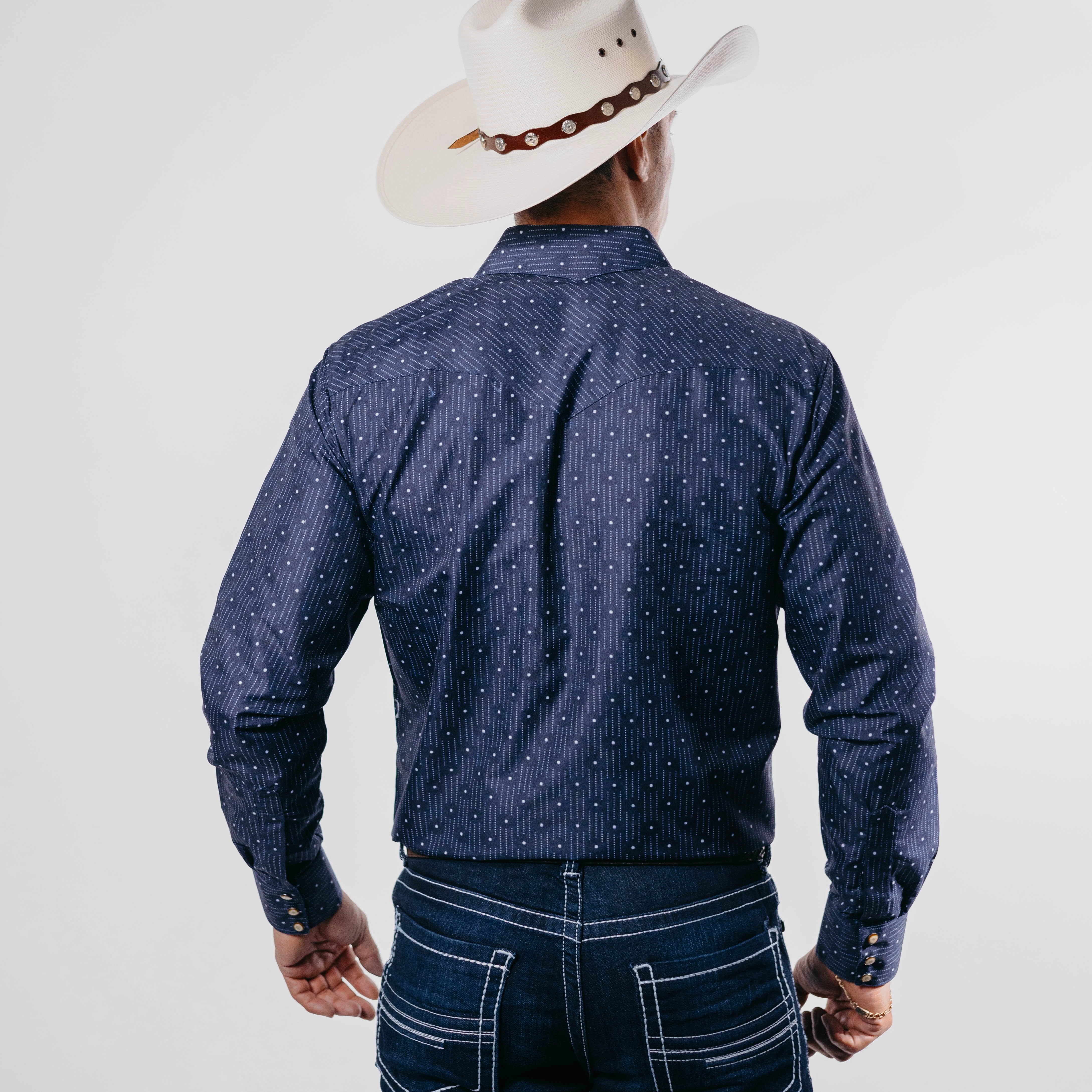 Camisa Rodeo West Est Azul/Blanco 034