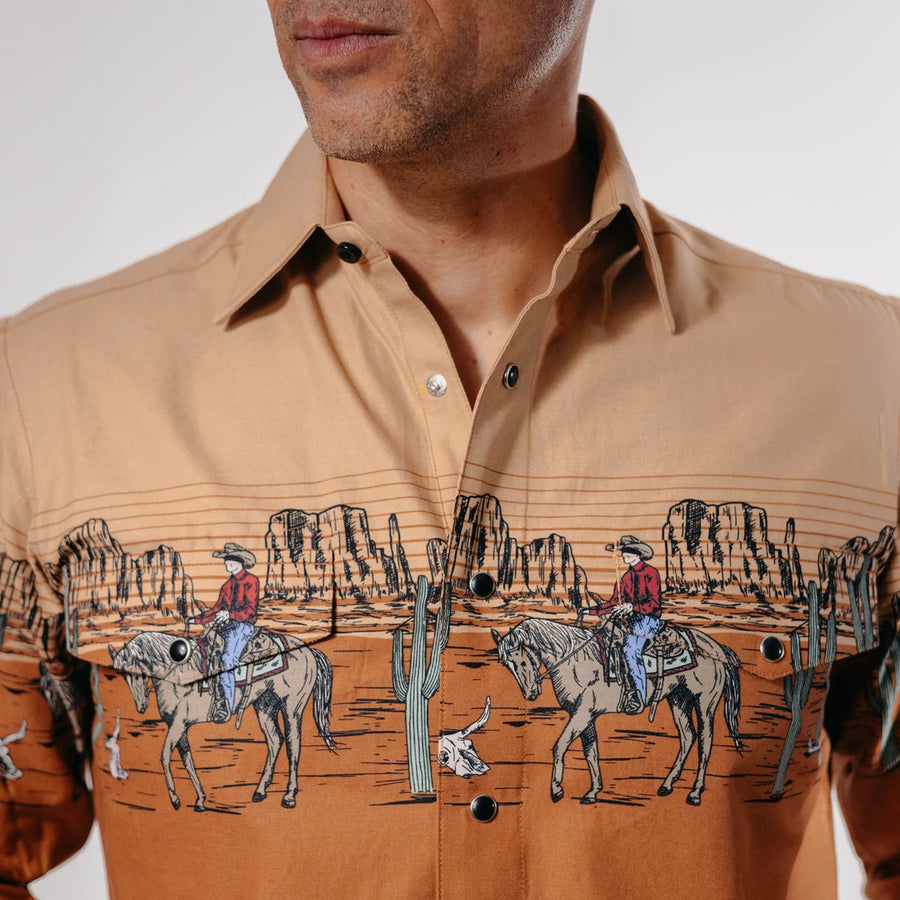 Camisa Panhandle Estampada Retro Rider Border Khaki 025