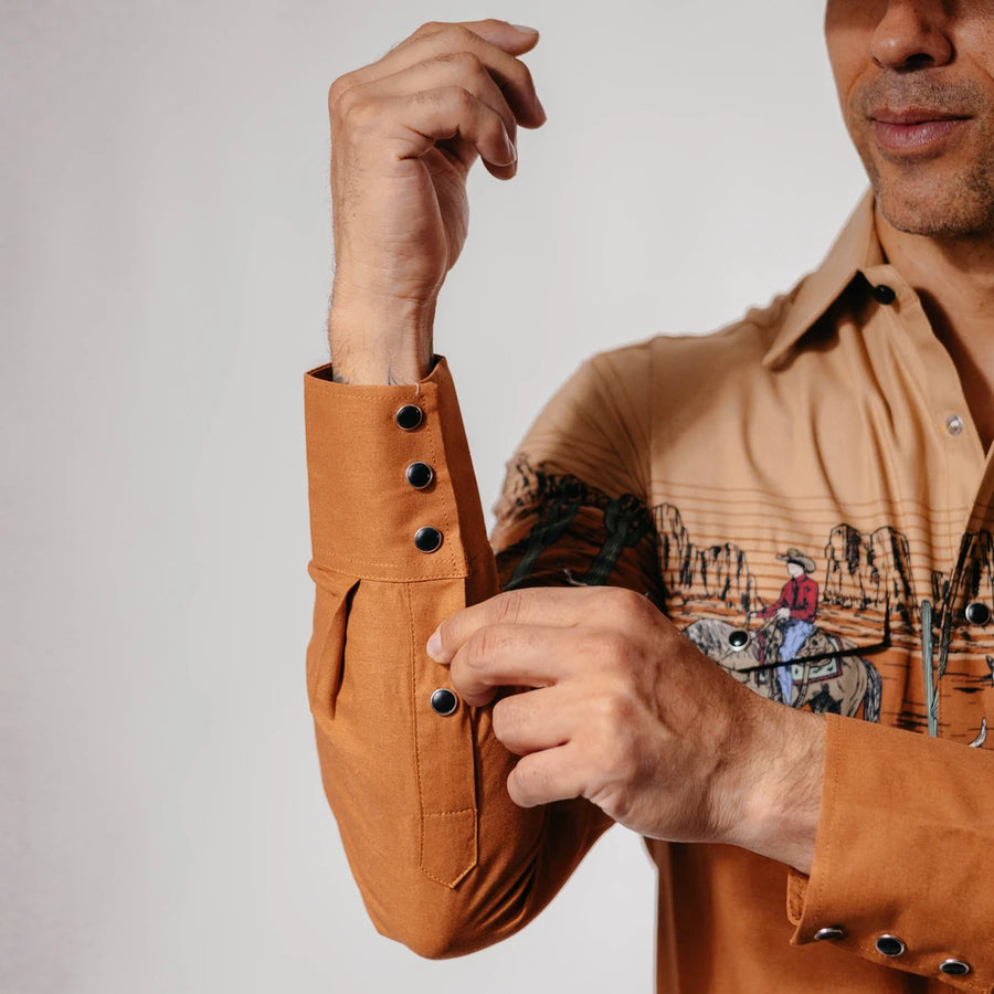 Camisa Panhandle Estampada Retro Rider Border Khaki 025
