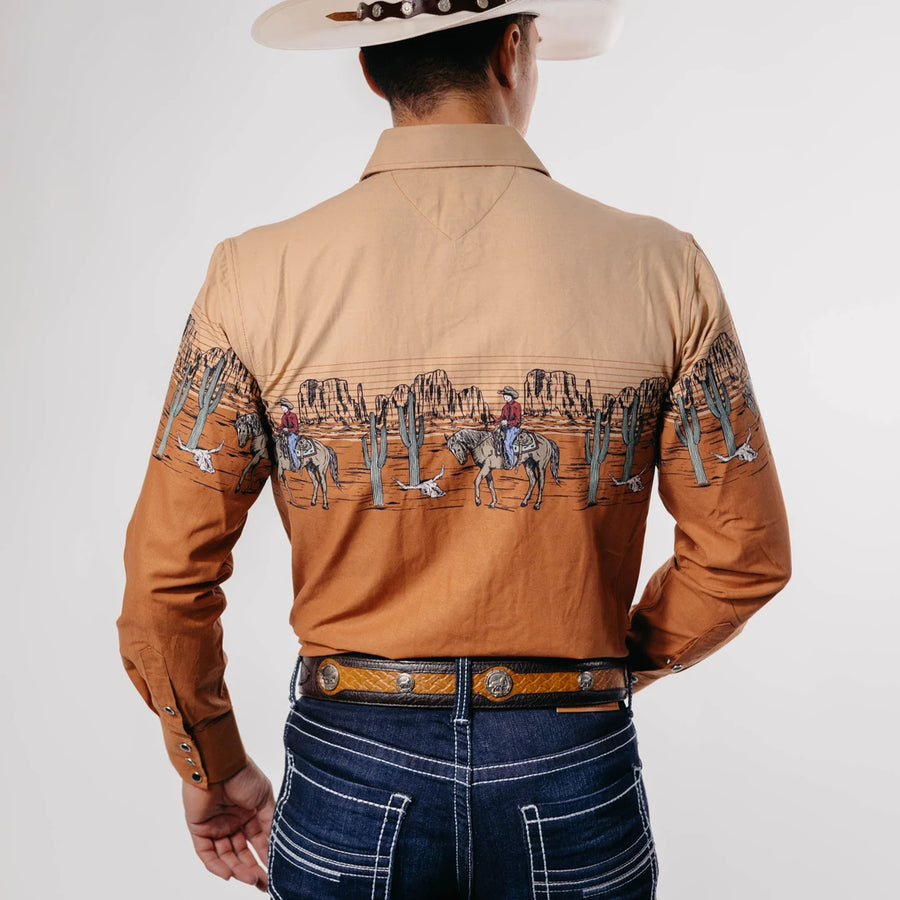 Camisa Panhandle Estampada Retro Rider Border Khaki 025
