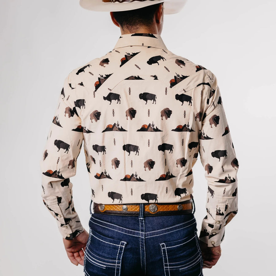 Camisa Rock&Roll Estampada Búfalo Pana Beige 040