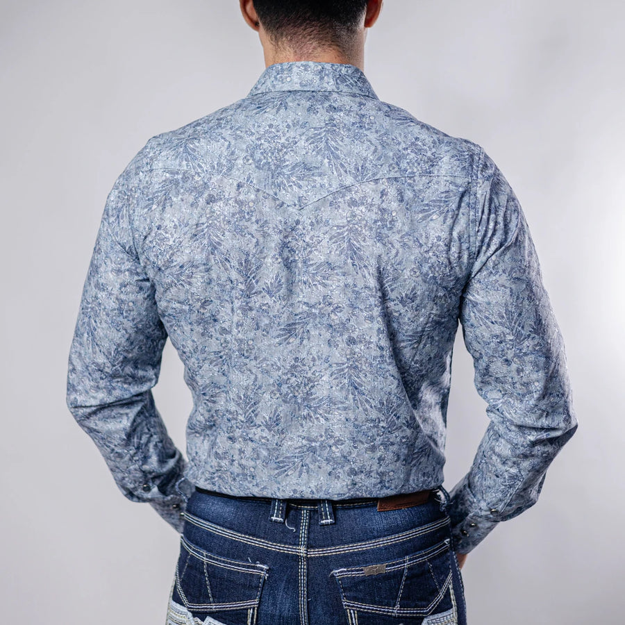 Camisa 1800 West Estampada Flor Azul 020