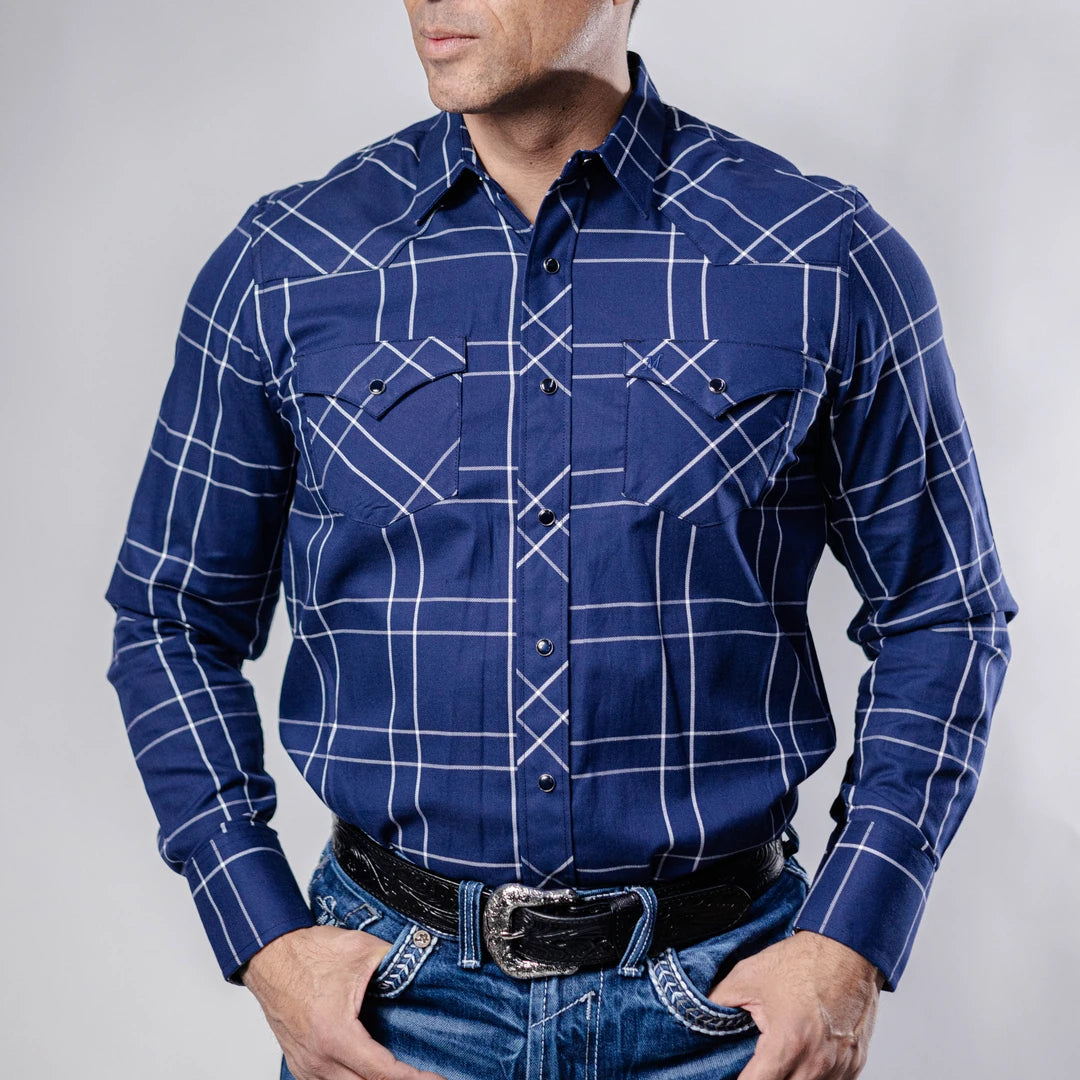 Camisa 1800 West Cuadros Azul/Blanco 027