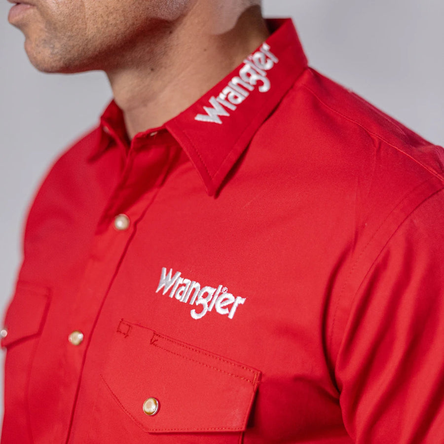Camisa Wrangler Bordada Logo Roja Snap 204