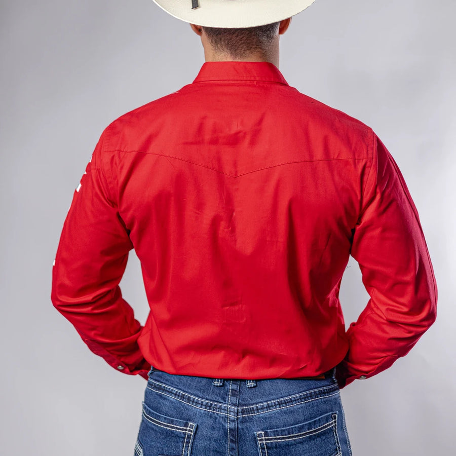 Camisa Wrangler Bordada Logo Roja Snap 204