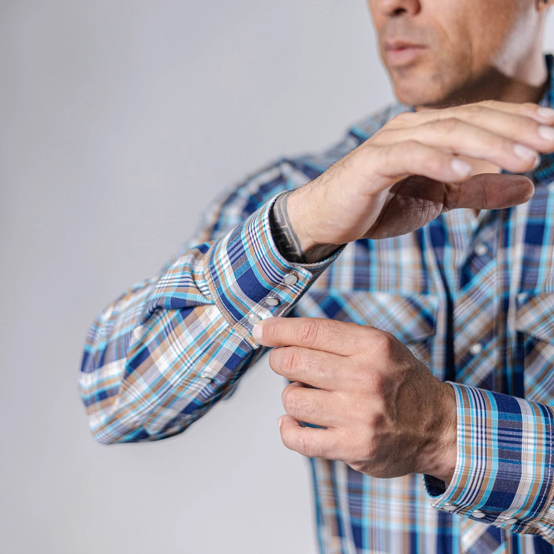 Camisa Hannover Cuadros Ocre/Azul 378