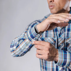 Camisa Hannover Cuadros Ocre/Azul 378