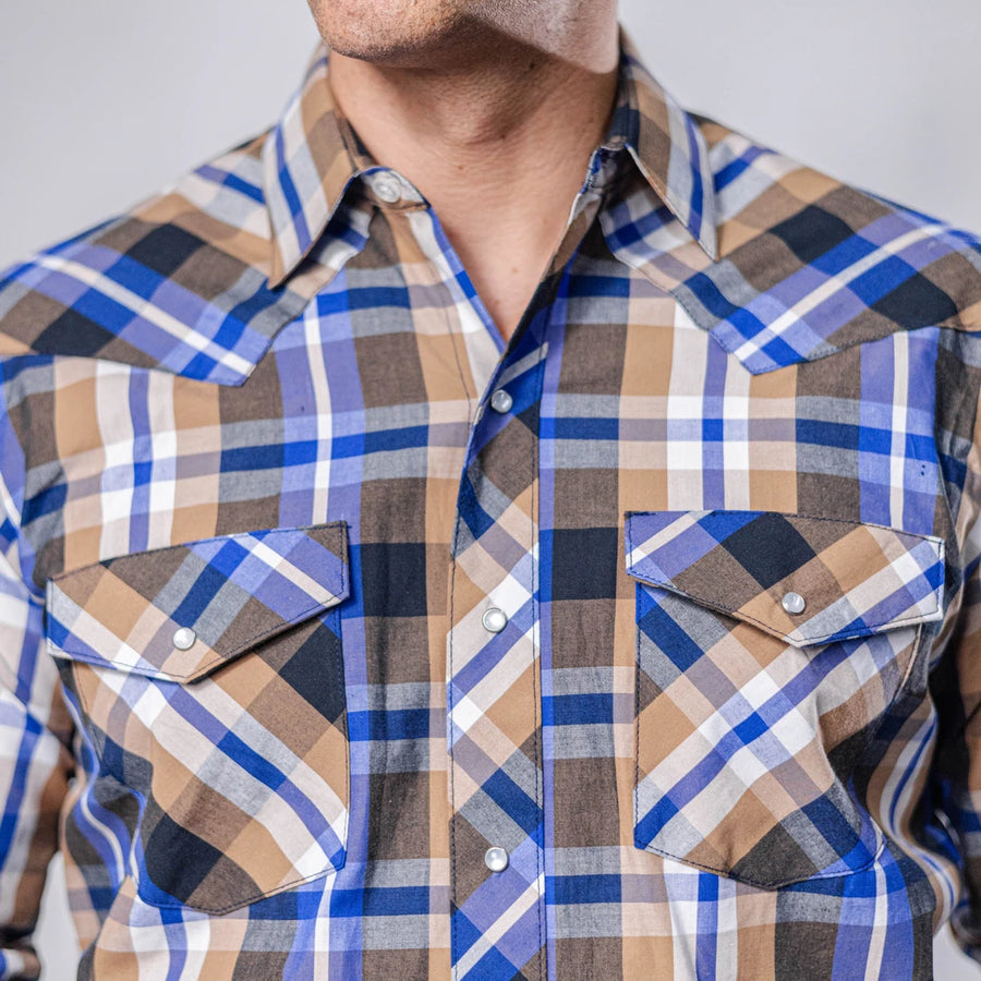 Camisa Hannover Cuadros Café/Blanco/Azul 380