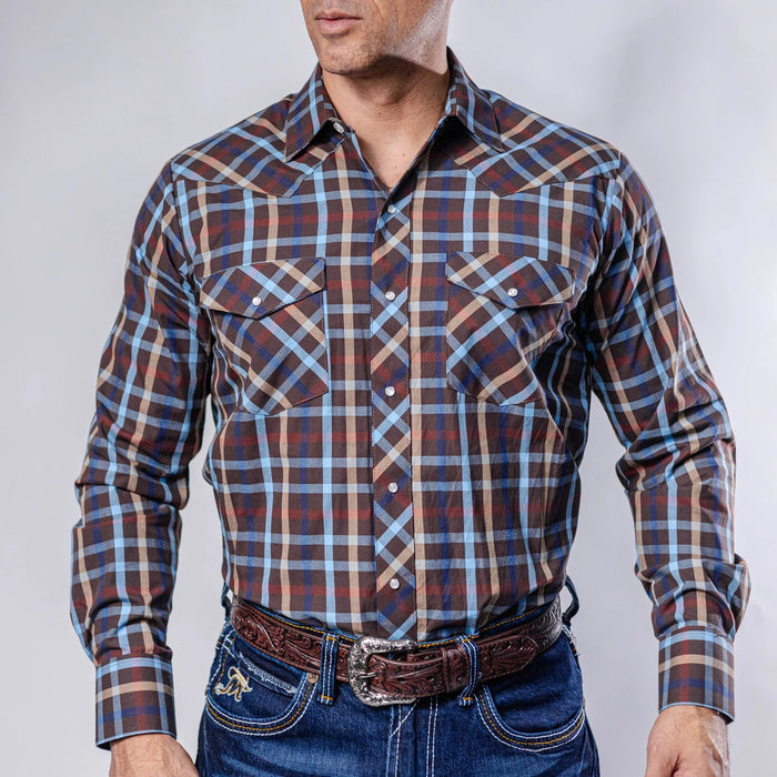 Camisa Hannover Cuadros Café/Celeste/Azul 381