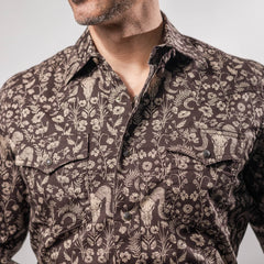 Camisa Wrangler Retro Est Cráneo Café 251