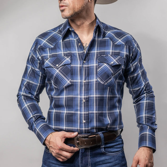 Camisa Wrangler Painted Cuadros Azul/Blanco 255