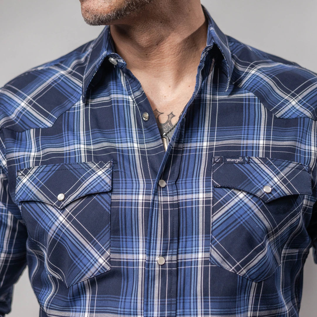 Camisa Wrangler Painted Cuadros Azul/Blanco 255