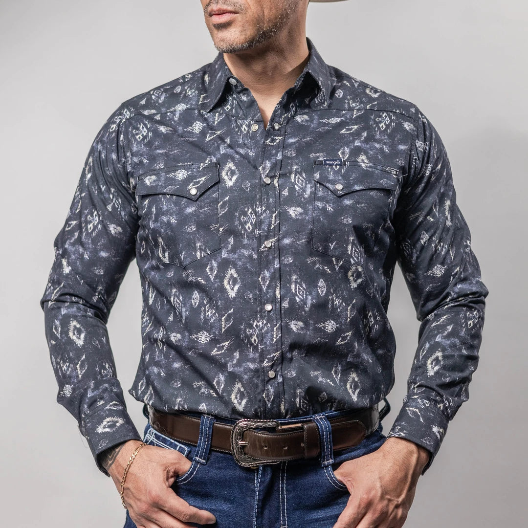 Camisa Wrangler Retro Est Rombo Gris/Blanco 257