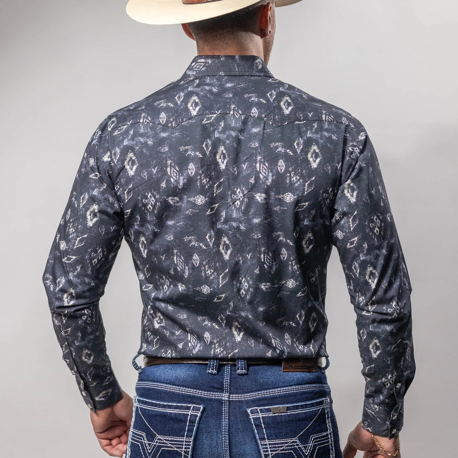 Camisa Wrangler Retro Estampada Rombo Gris/Blanco 257