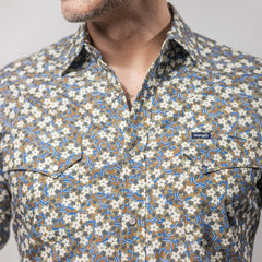 Camisa Wrangler 20X Est Flores Blanco/Azul 258