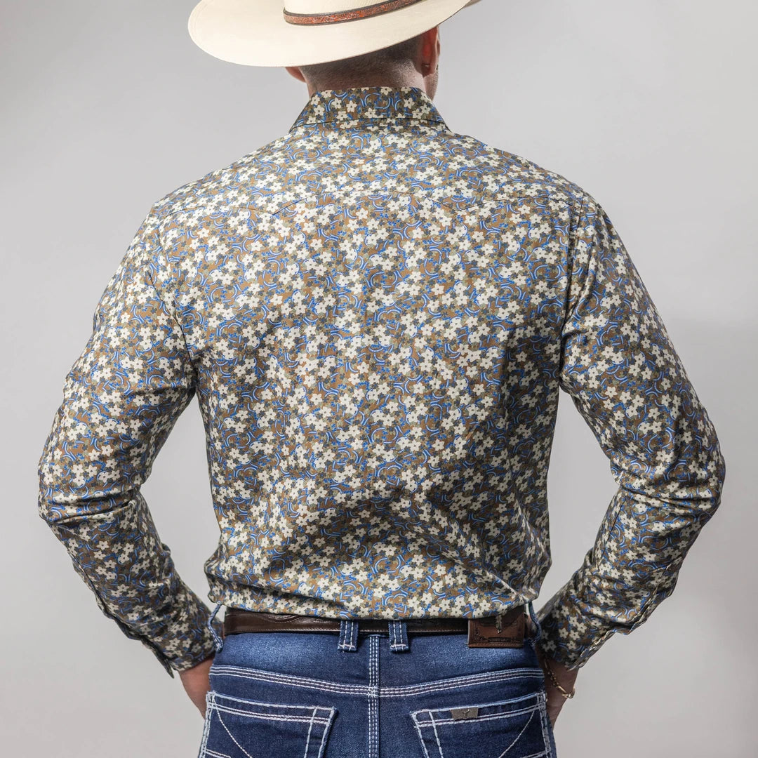 Camisa Wrangler 20X Est Flores Blanco/Azul 258