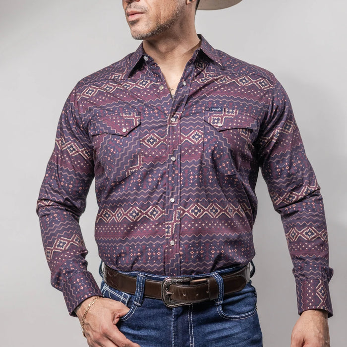 Camisa Wrangler Retro Estampada Navajo Vino 259