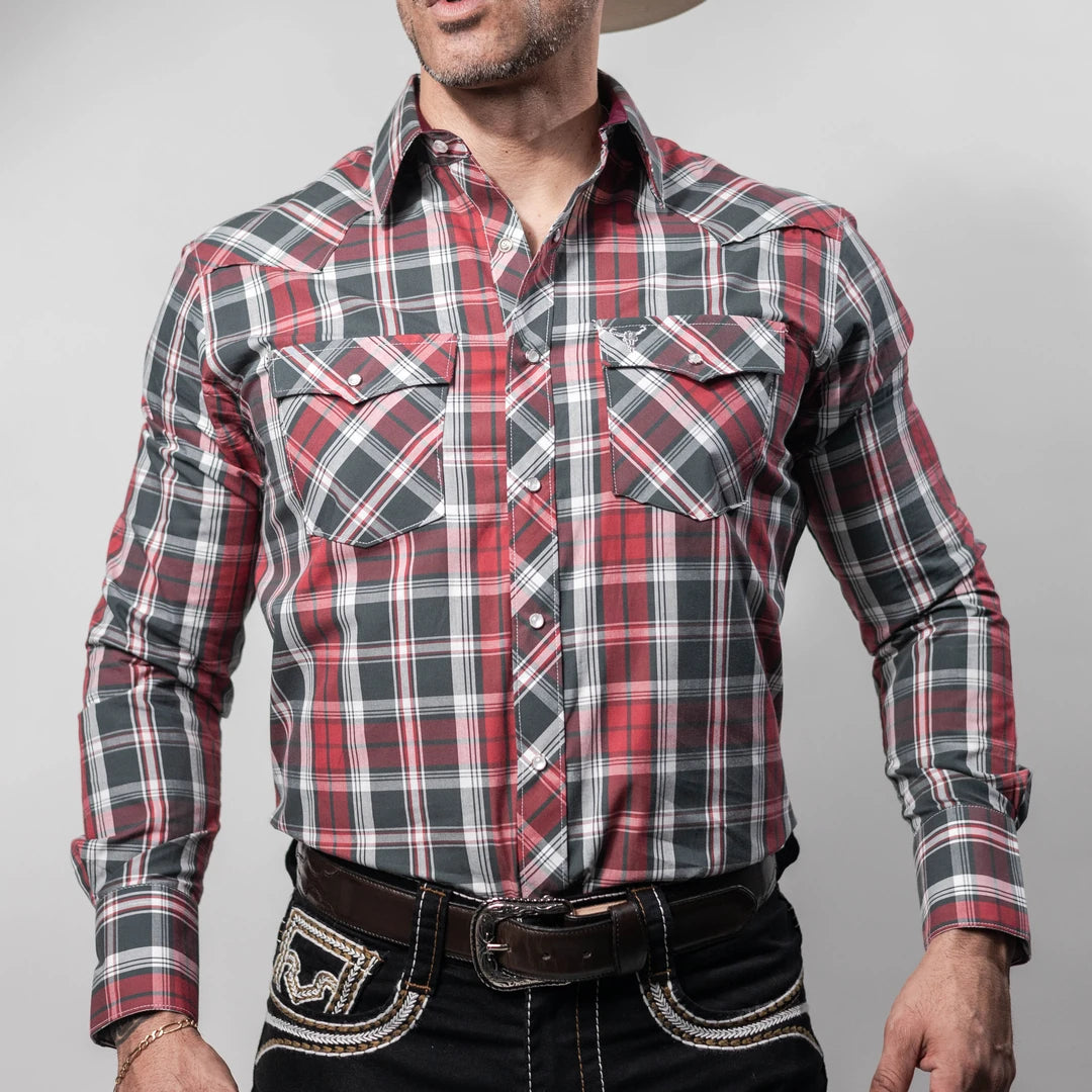 Camisa Cactus Cuadros Rojo/Gris 150