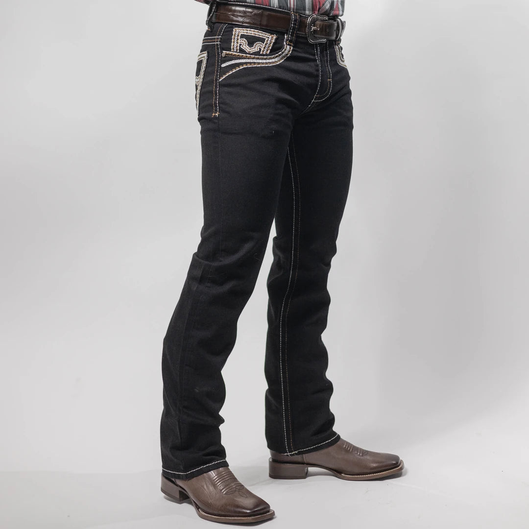 Pantalón Rodeo West Negro Bordado 014
