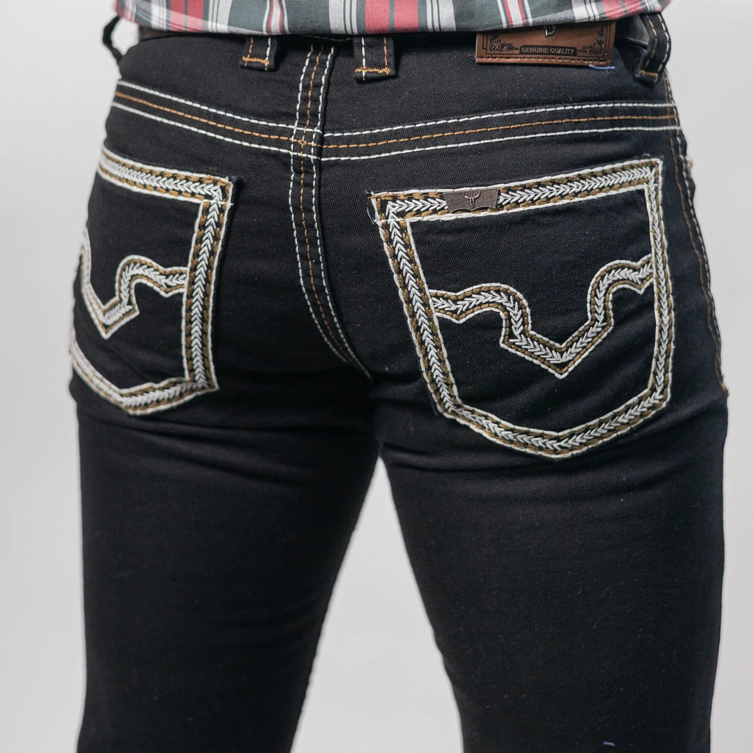 Pantalón Rodeo West Negro Bordado 014