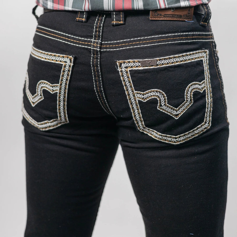 Pantalón Rodeo West Negro Bordado 014