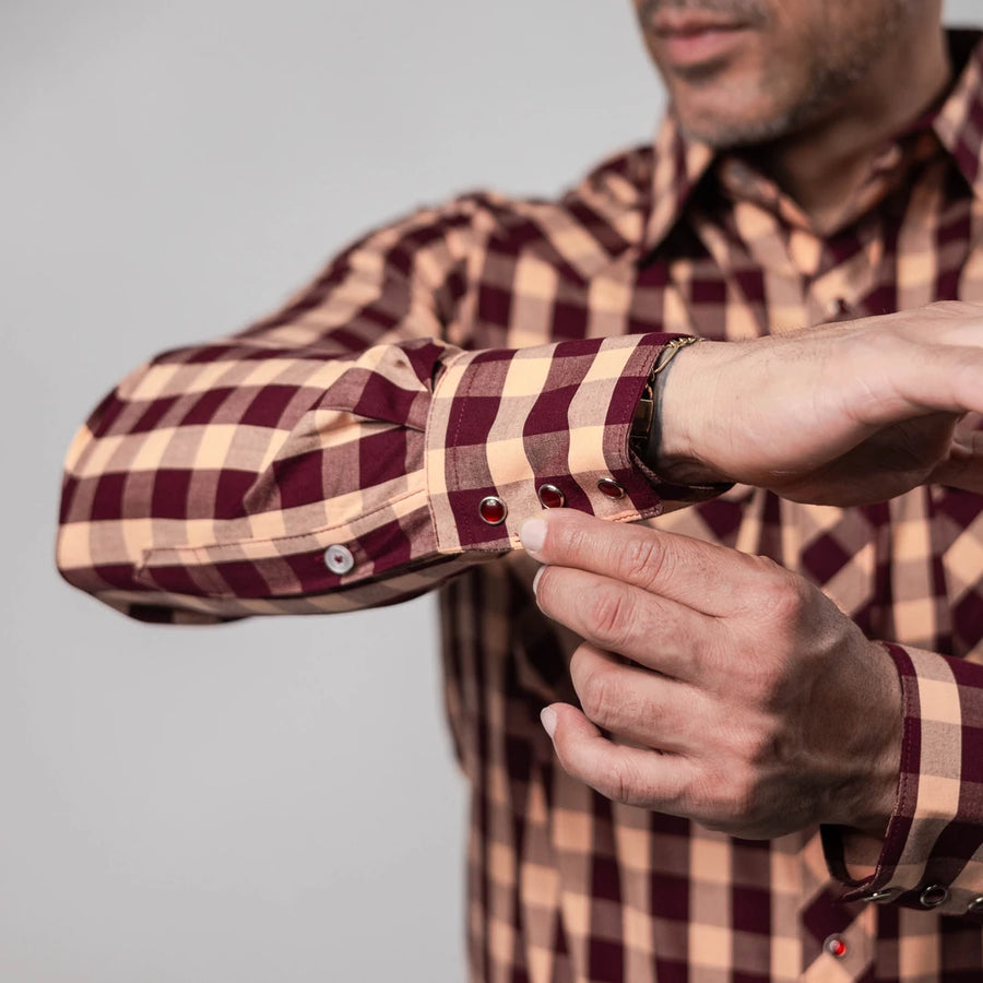 Camisa Cactus Cuadros Vino/Salmon 151