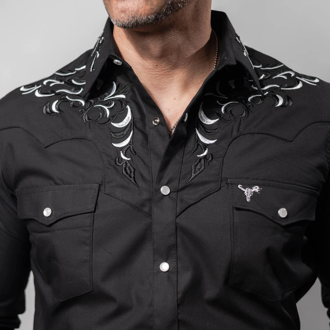 Camisa Cactus Bordado Negra/Blanco 152