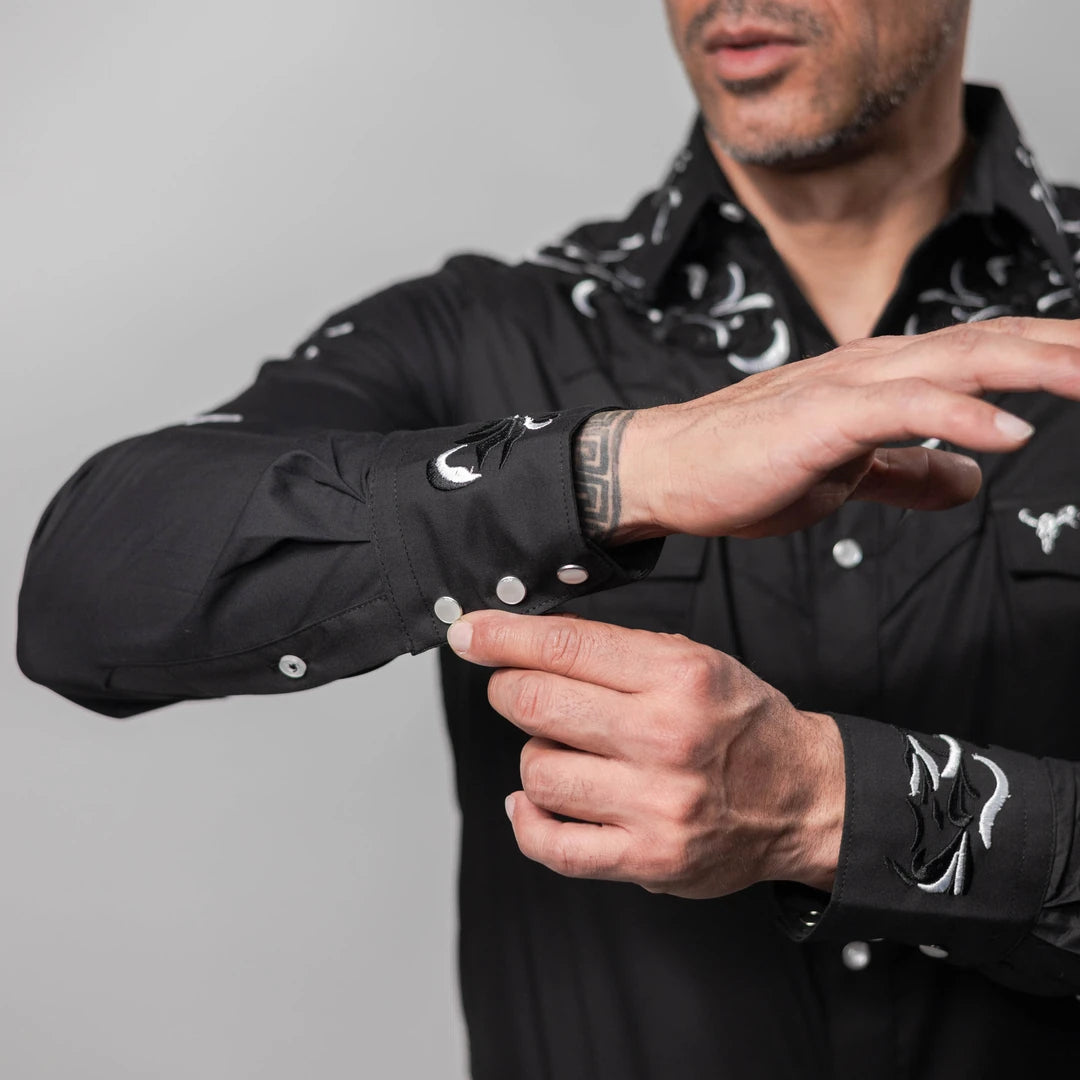 Camisa Cactus Bordado Negra/Blanco 152
