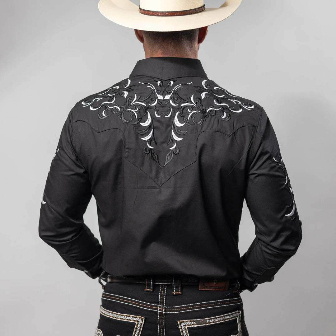 Camisa Cactus Bordado Negra/Blanco 152