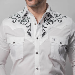Camisa Cactus Bordado Blanco/Negro 153