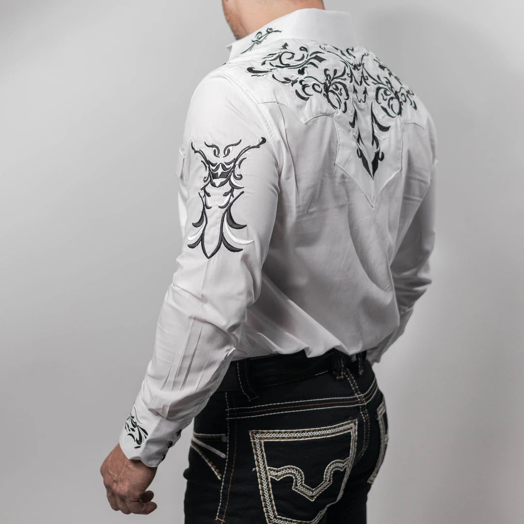 Camisa Cactus Bordado Blanco/Negro 153