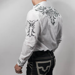 Camisa Cactus Bordado Blanco/Negro 153