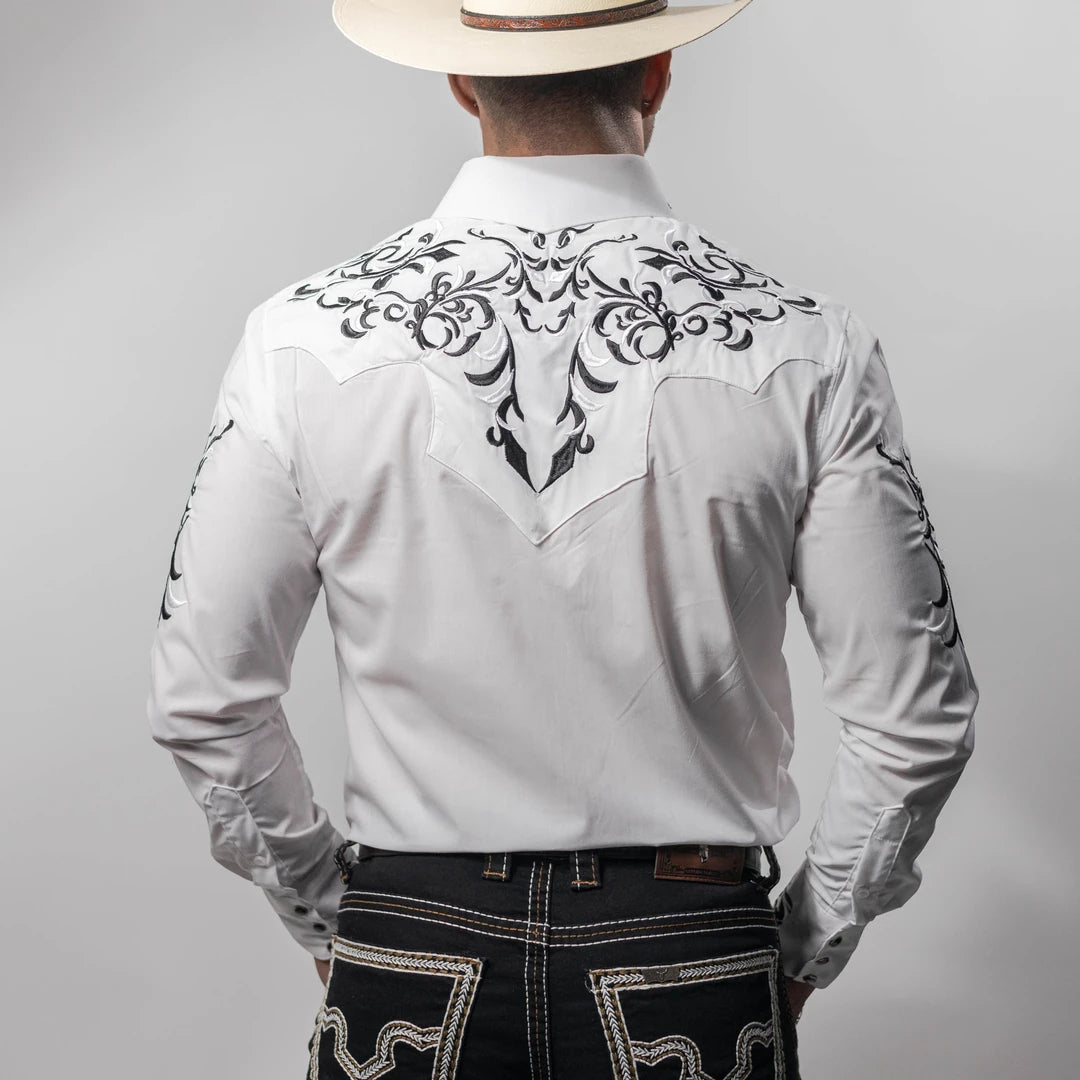 Camisa Cactus Bordado Blanco/Negro 153