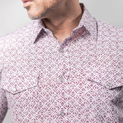 Camisa Montero Western Est Blanco/Vino 033
