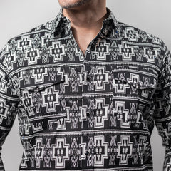Camisa Montero Western Est Negro/Blanco 034