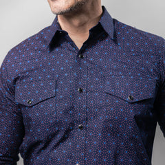 Camisa Montero Western Est Azul/Vino 032