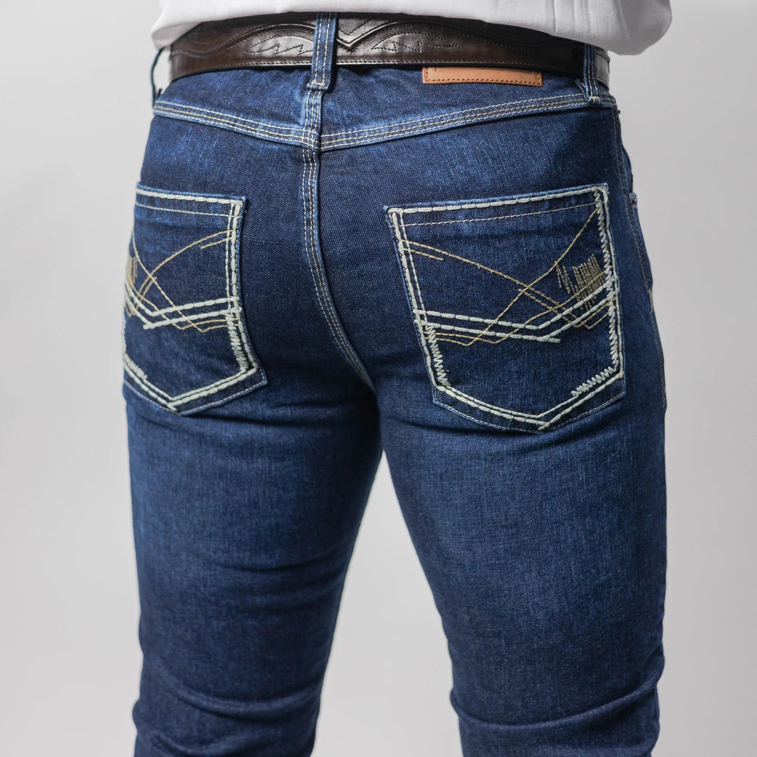 Pantalon Vaqueros Tex Buckle Bord Bco 006