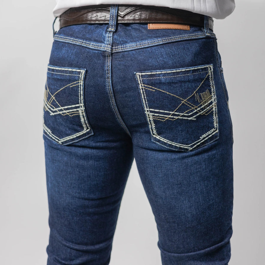 Pantalón Vaqueros Tex Buckle Bordada Blanco 006