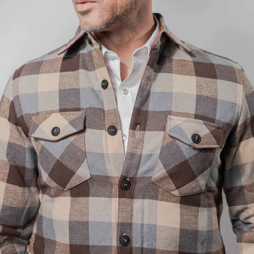 Camisola Montero Western Cuadros Cafe/Beige 025